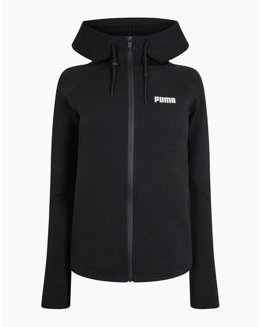 PUMA Black Hooded Ribbed Cuff Sweat Jacket