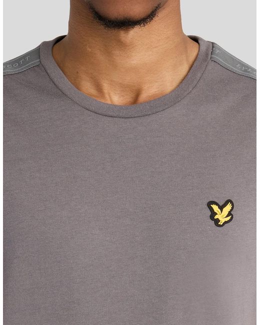 Lyle & Scott Gray Sports Jacquard Tape T-Shirt for men