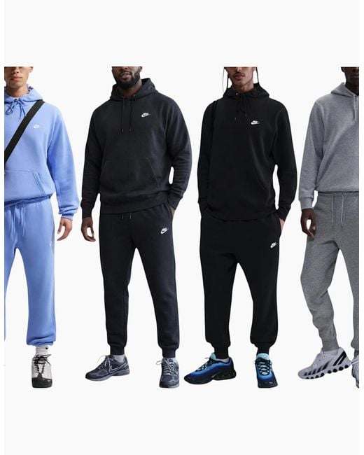 Nike Black Club Fleece Tracksuit Set Hoodie And Joggers Sportswear for men