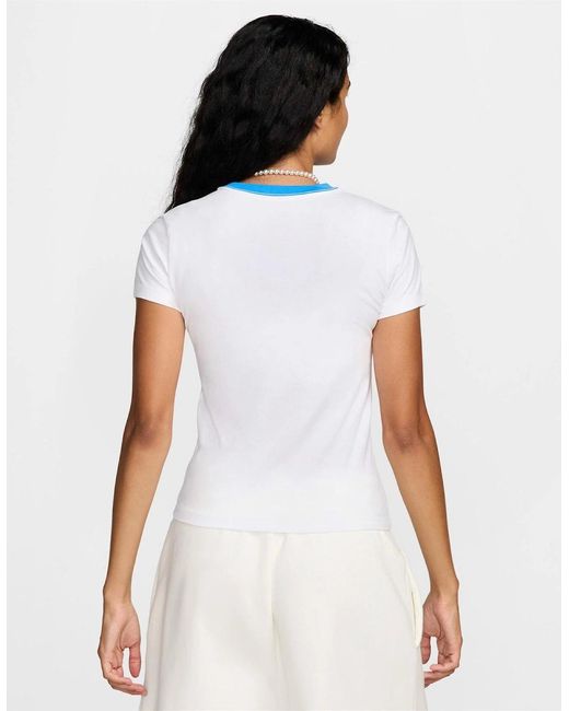 Nike White Crew Neck Lettering Slim Fit Short Sleeve T-Shirt