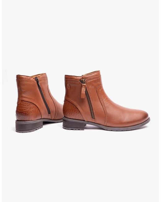 Hush Puppies White Scarlett Leather Ankle Boots Tan