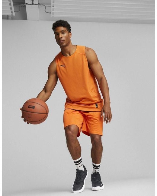 PUMA Orange Hoops Team Practice Basketball Shorts for men