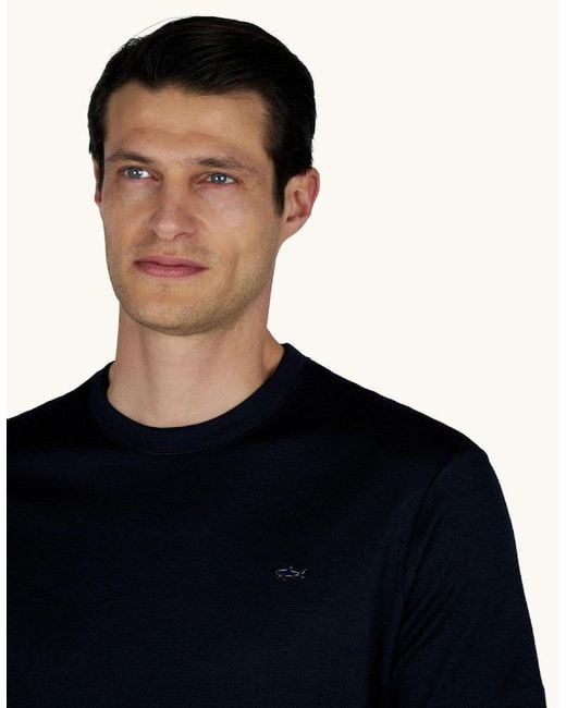 Paul & Shark Black Cotton Blend Jersey T-Shirt 013 for men