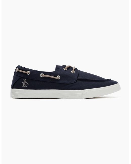Original Penguin Blue Penguin Sailor Canvas Lace-Up Shoes for men