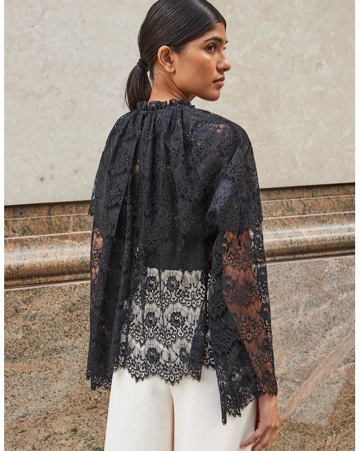 Ro&zo Black Lace Overlay Blouse