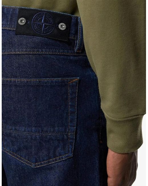 Stone Island Blue Denim-Rinsed Jeans for men