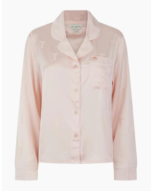 Ted Baker Pink Peggy Collared Neck Long Sleeve Pyjama Set