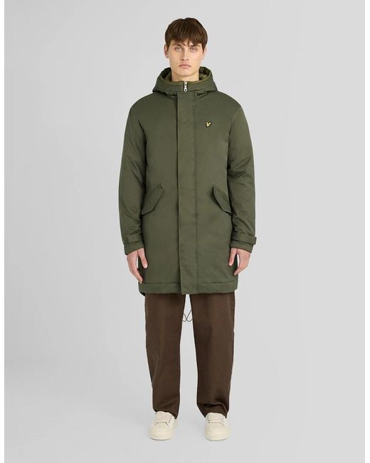 Lyle & Scott Green Padded Fishtail Parka for men