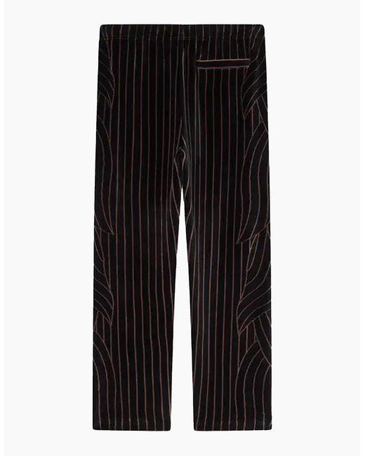KENZO Black Leaf Stripe Velvet Trackpants for men