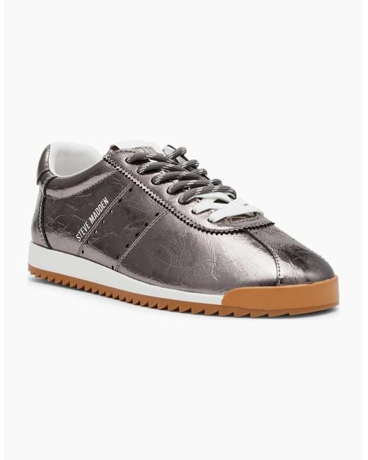 Steve Madden Gray Mirage Low Top Metallic Lace-Up Sneakers