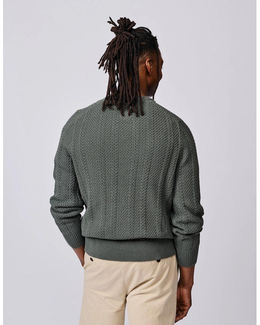 aubi Gray Montrose Textured Crew Neck for men