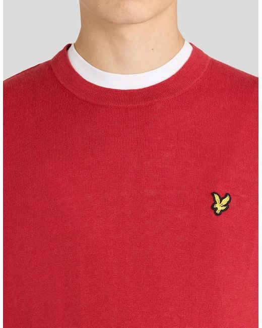 Lyle & Scott Red Cotton Merino Crew Neck Jumper for men