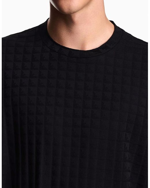 Emporio Armani Black Branded Cotton T-Shirt for men
