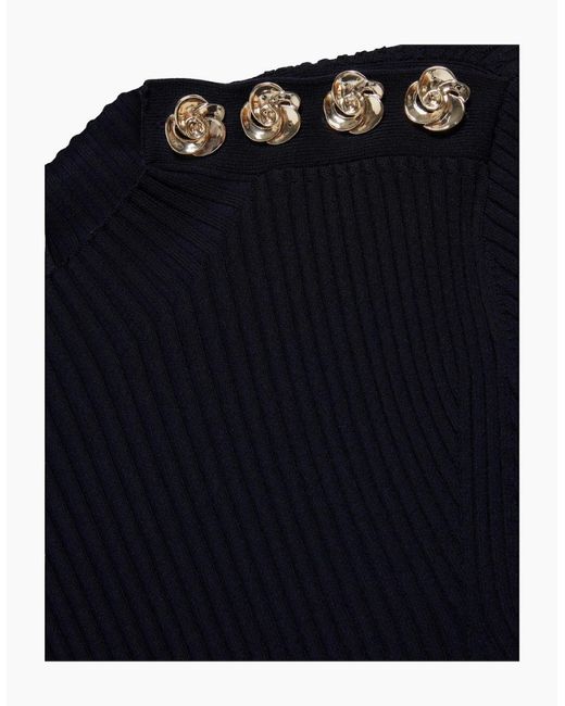 Ted Baker Black Lilano Ribbed Knit Button Detail Dress