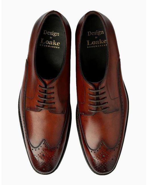 Loake Brown Bale Derby Punched Brogue Scotch Patina for men
