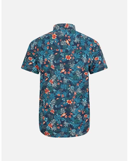 Mountain Warehouse Blue Tropical Floral Short-Sleeved Shirt for men
