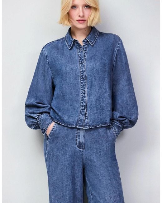 Ro&zo Blue Lyocell Denim Cropped Shirt