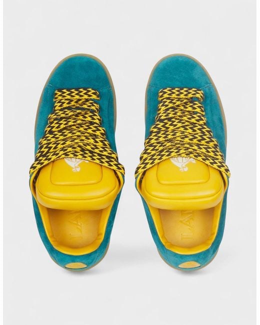 Lanvin Blue X Future Hyper Curb Suede Sneakers