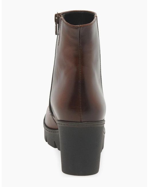 Gabor Brown Utopia Wedge Heel Ankle Boots