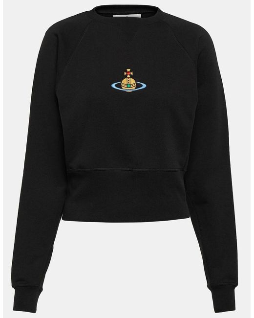 Vivienne Westwood Black Logo Cropped Cotton Sweatshirt for men