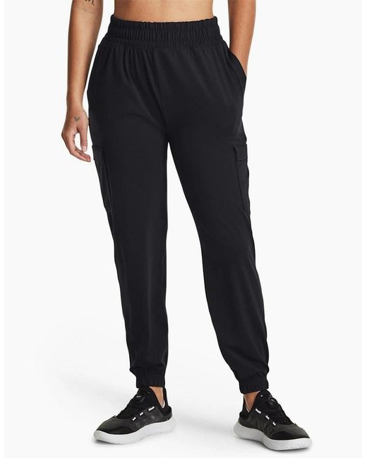 Under Armour Black Solid Patterned Cargo Joggers