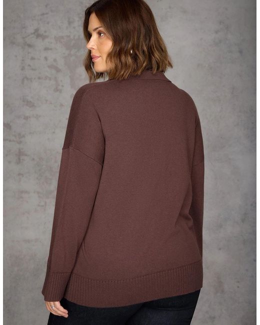Live Unlimited London Brown Chocolate Polo Knit Jumper