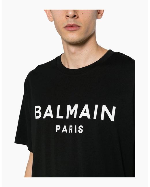 Balmain Black Paris Bold Brand Logo T-Shirt for men