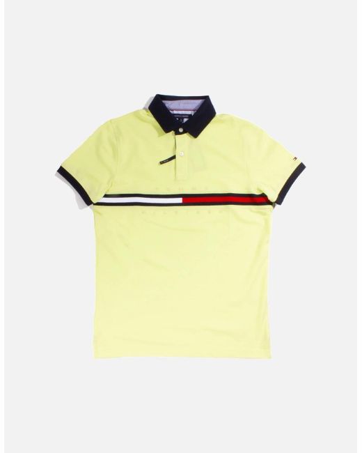 Tommy Hilfiger Yellow Bright 'Essential Flag' Slim Fit Polo for men