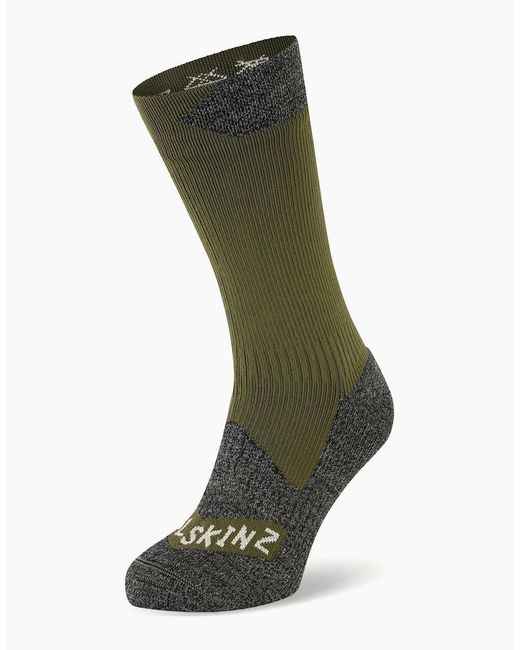 SealSkinz Green Waterproof All Weather Mid Length Sock for men