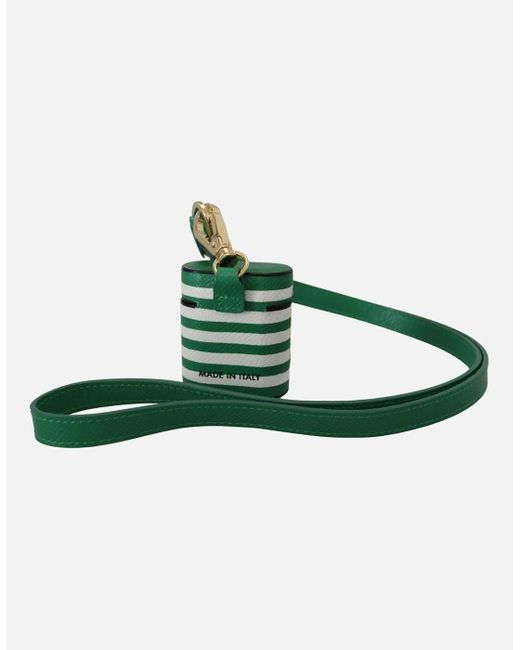 Dolce & Gabbana Green Airpods Case Protective Leather Strap