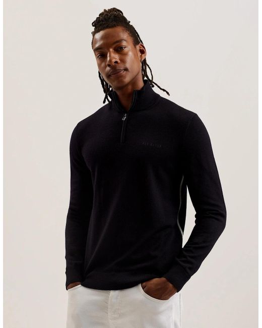 Ted Baker Black Fashbee Half Zip Jumper for men