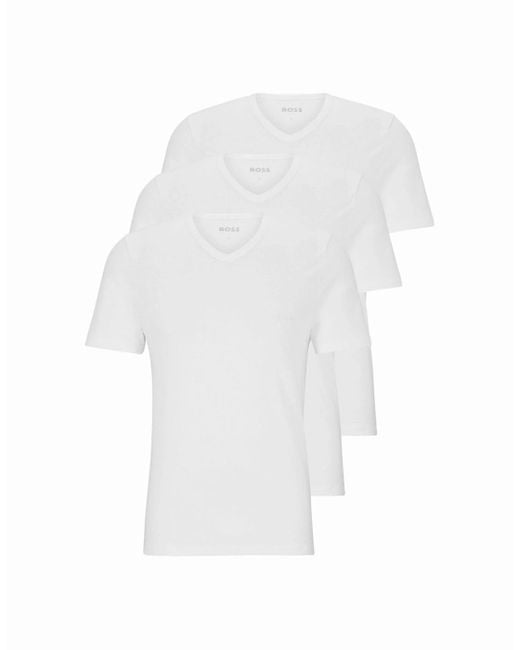 Boss White 3-Pack Classic-Fit V-Neck T-Shirts for men