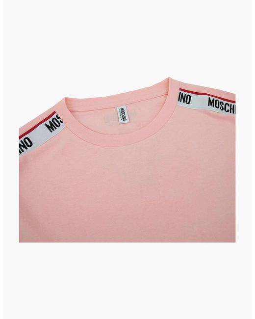 Moschino Pink Underwear Tape Logo T-Shirt 0227 for men
