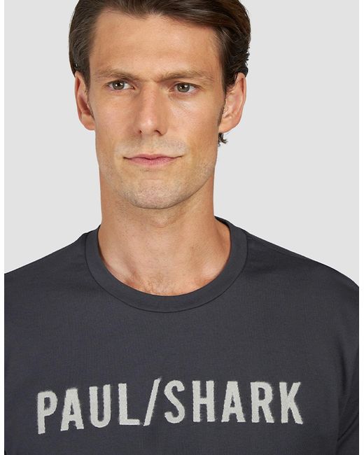 Paul & Shark Blue Embroidered Logo Cotton Jersey T-Shirt for men