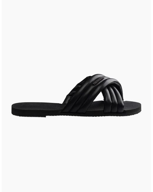 Havaianas Black Solid Patterned Open Toe Slide Sandals
