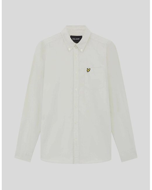 Lyle & Scott White Cotton Button Down Oxford Shirt for men
