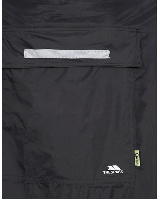 Trespass Black Qikpac Hooded Waterproof Packaway Poncho for men