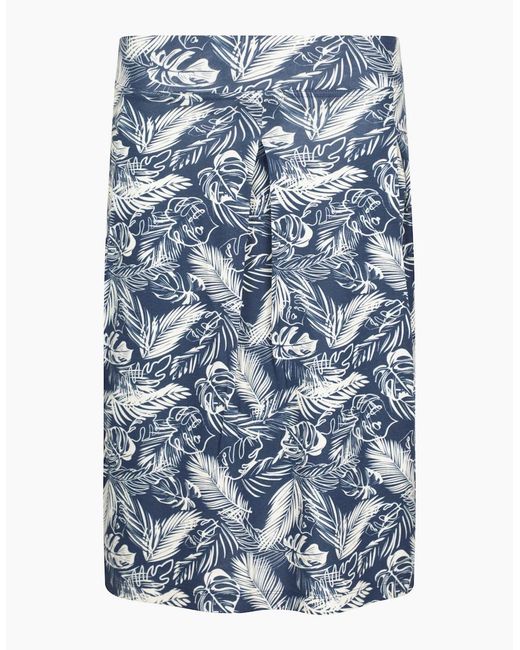 Mountain Warehouse Blue Ladies Waterfront Tropical Leaves Jersey Midi Skirt