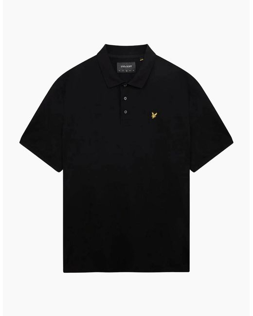 Lyle & Scott Black Lyle & Scott Branded Chest Logo Jet Polo Shirt for men