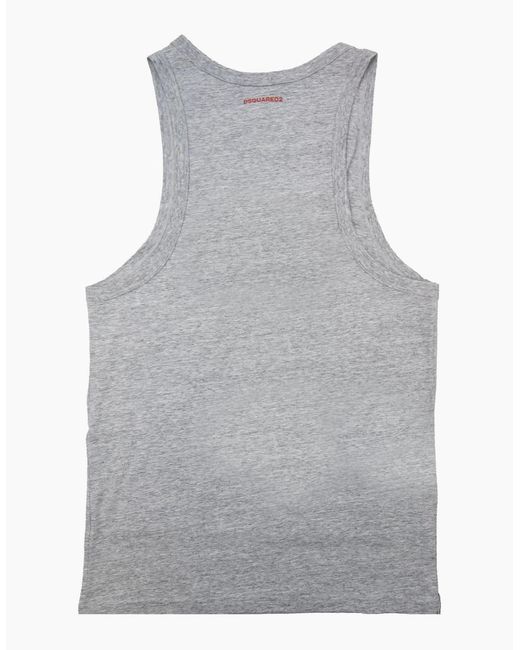DSquared² Gray Back Logo Tank Top Marl for men