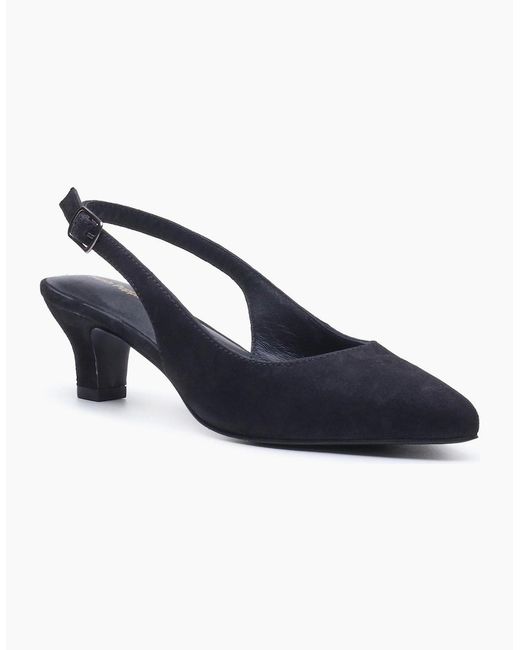 Hush Puppies Blue Nahla Buckle Kitten Heel Pointy Slingback Shoes