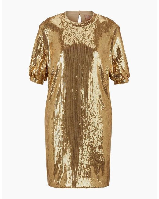 Boss Metallic Esilca Crew Neck Short Sleeve Knee Length Dress
