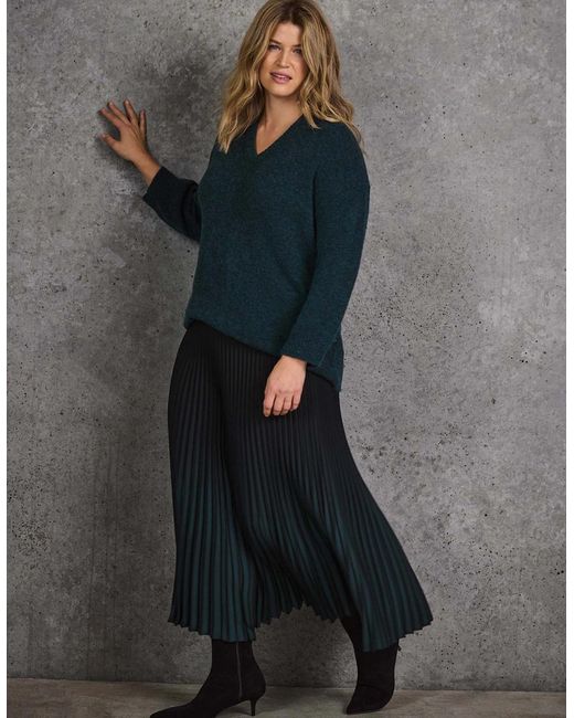 Live Unlimited London Gray Ombre Pleated Maxi Skirt
