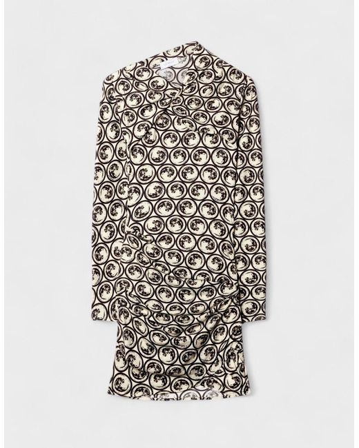 Off-White c/o Virgil Abloh White Moon-Print Gathered Asymmetric Dress
