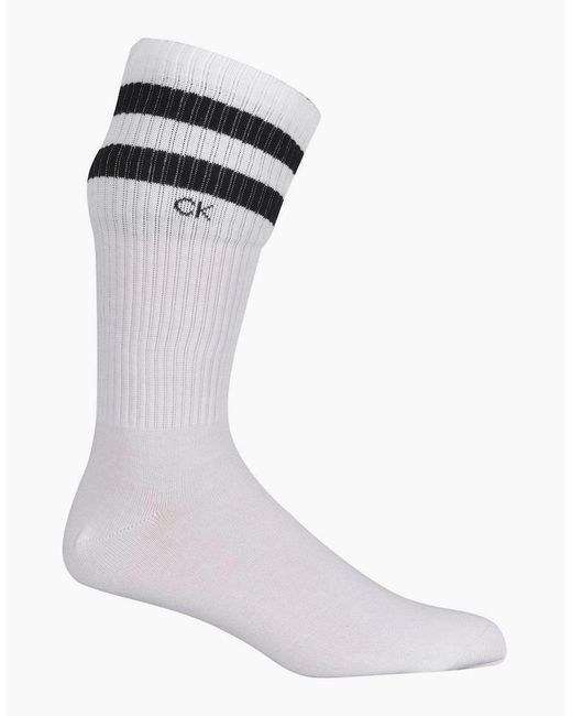 Calvin Klein White 2-Pack Stripes Casual Sports Socks for men