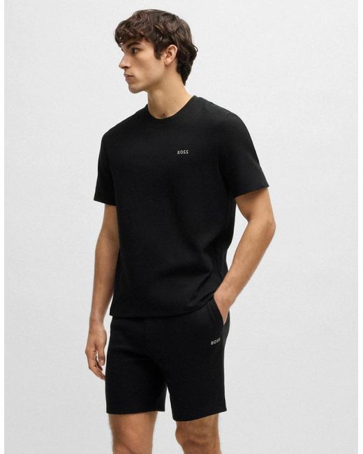 Boss Black Boss Waffle Cotton-Blend Pyjama T-Shirt With Embroidered Logo Nos for men