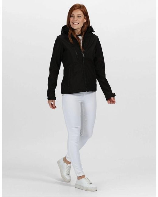 Regatta Black Ladies Venturer Hooded Soft Shell Jacket