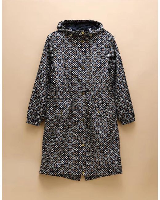 Joules Blue Holkham Waterproof Packable Raincoat With Hood