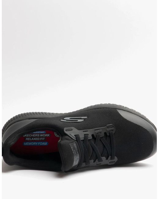 Skechers Black Work 77222Wec Squad Wide Fit Sr Occupational Trainers