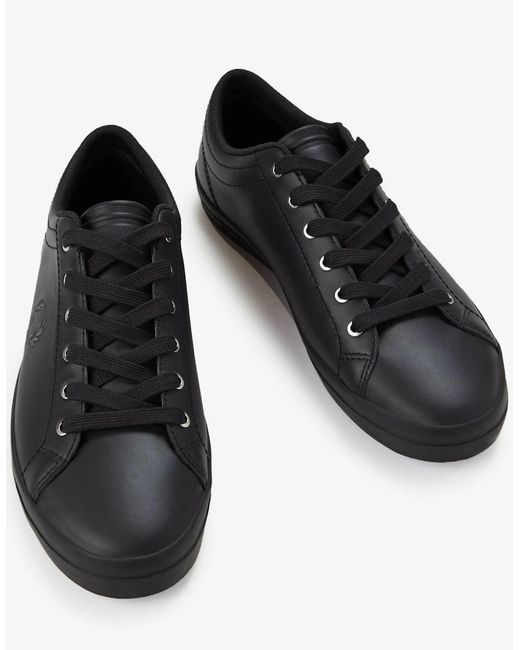 Fred Perry Black Baseline Leather Trainers for men